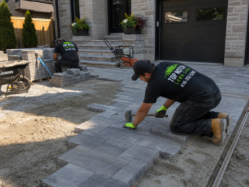 New interlocking stone driveway and walkway